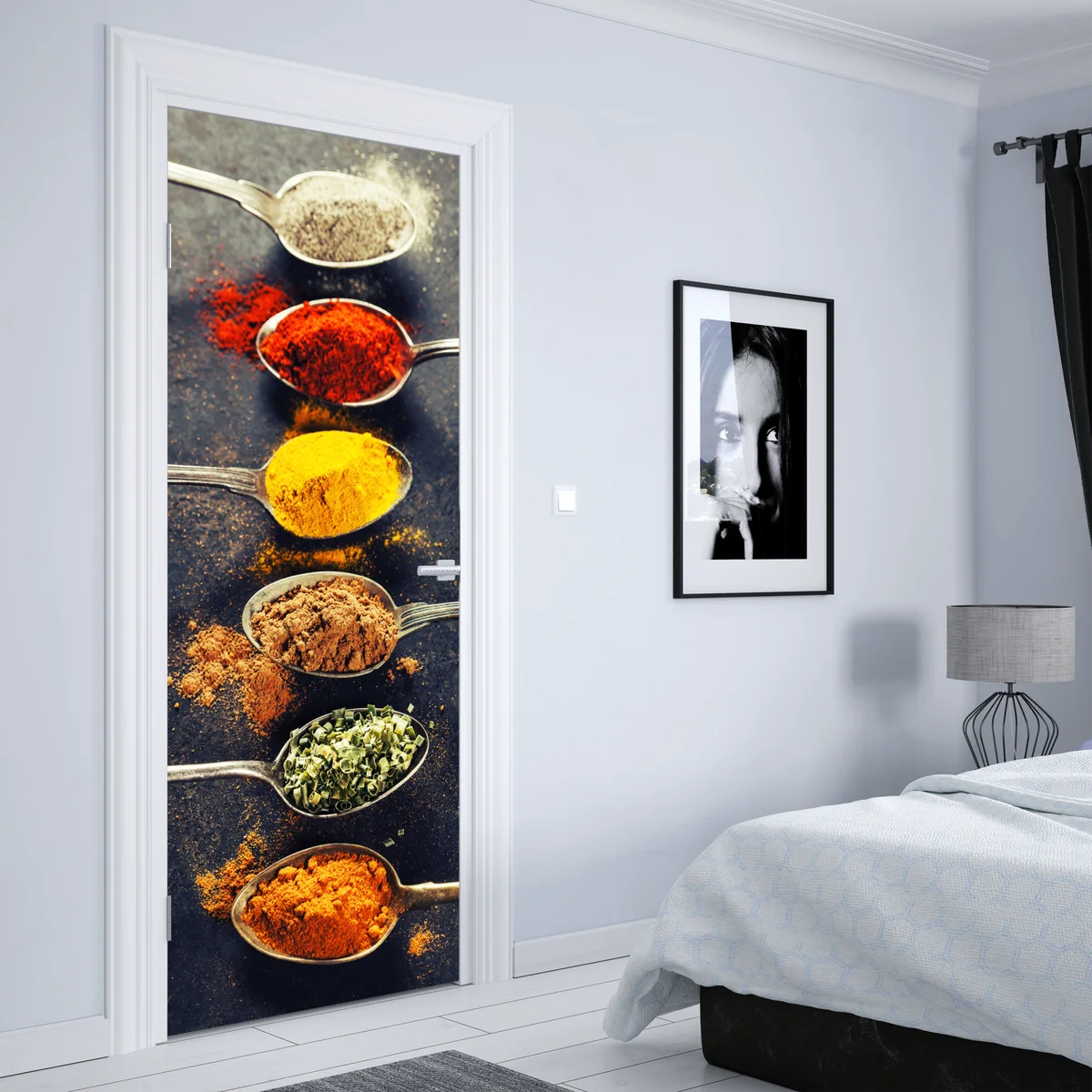 Türaufkleber bunte gewürzlöffel anordnung Türaufkleber bunte gewürzlöffel anordnung