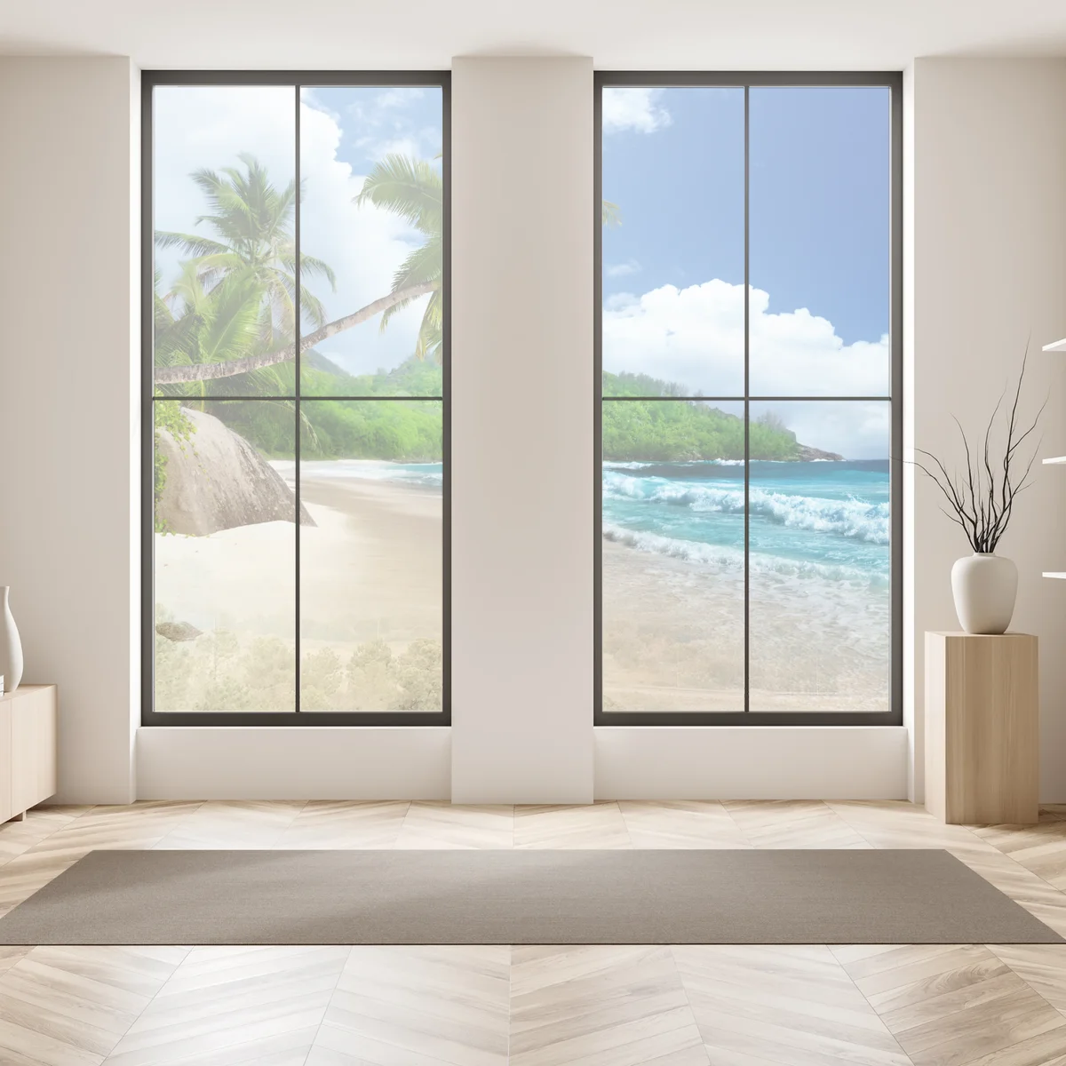 Fensteraufkleber ruhiger tropischer strand auf Mahe, Seychellen Fensteraufkleber ruhiger tropischer strand auf Mahe, Seychellen