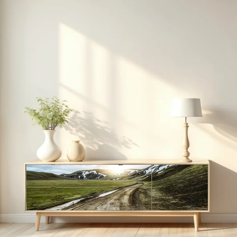 Repositionierbarer Aufkleber Landmanalaugar malerische hochlandsstraße