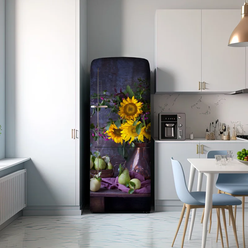 Kühlschrankaufkleber sonnenblumen und birnen stilleben