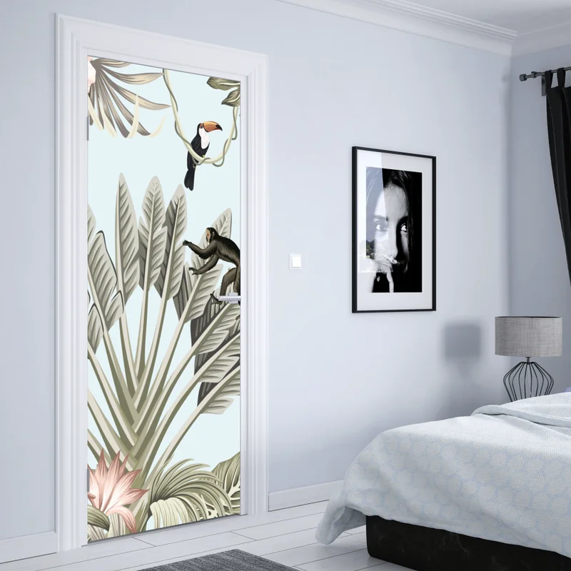 Türaufkleber pastell dschungel tier muster