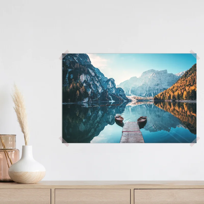 Poster ruhiger morgen am Pragser Wildsee, Dolomiten Poster ruhiger morgen am Pragser Wildsee, Dolomiten