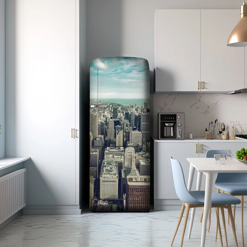 Kühlschrankaufkleber Chicago luftaufnahme skyline in türkis vintage-tönen