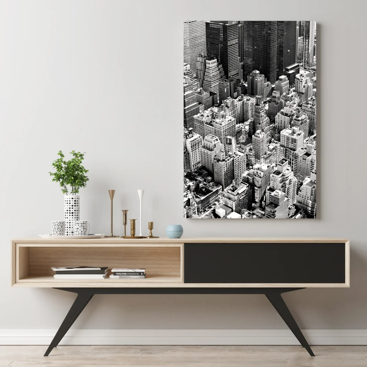 Leinwandbild Manhattan luftaufnahme skyline in monochrom Leinwandbild Manhattan luftaufnahme skyline in monochrom