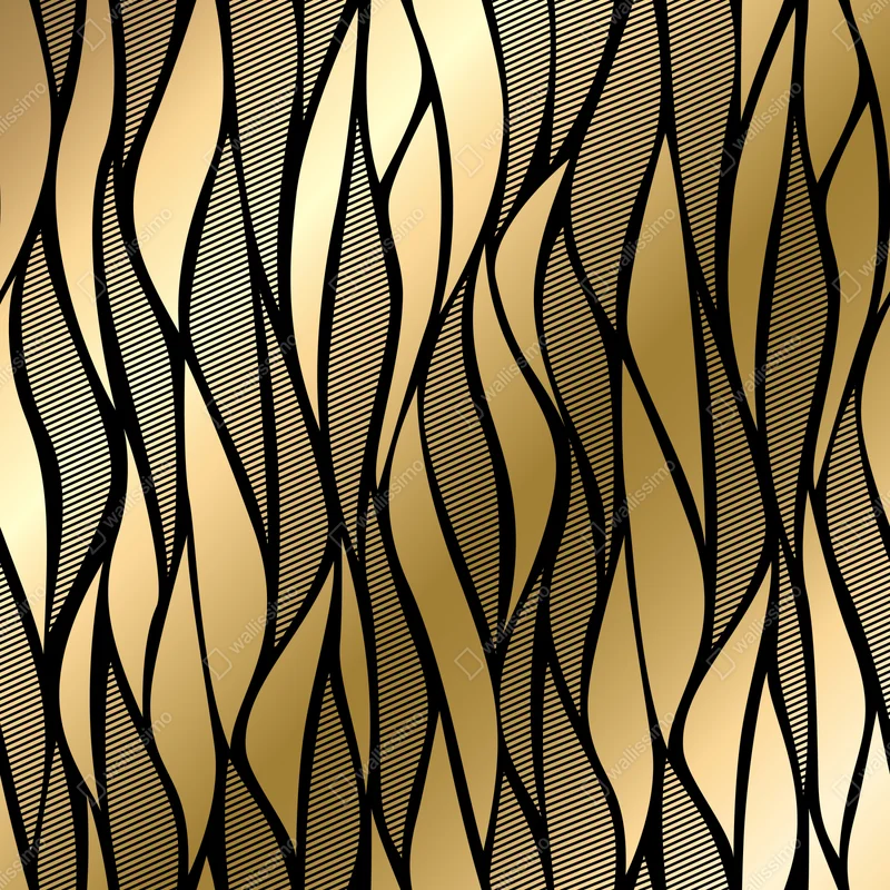 Fensteraufkleber luxuriöses goldenes abstraktes wellenmuster • Fensteraufkleber bei Wallnifity® Fensteraufkleber luxuriöses goldenes abstraktes wellenmuster • Fensteraufkleber bei Wallnifity®