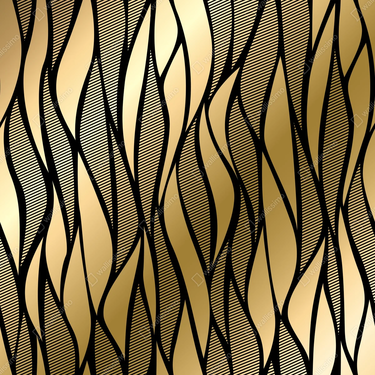 Fensteraufkleber luxuriöses goldenes abstraktes wellenmuster • Fensteraufkleber bei Wallnifity® Fensteraufkleber luxuriöses goldenes abstraktes wellenmuster • Fensteraufkleber bei Wallnifity®