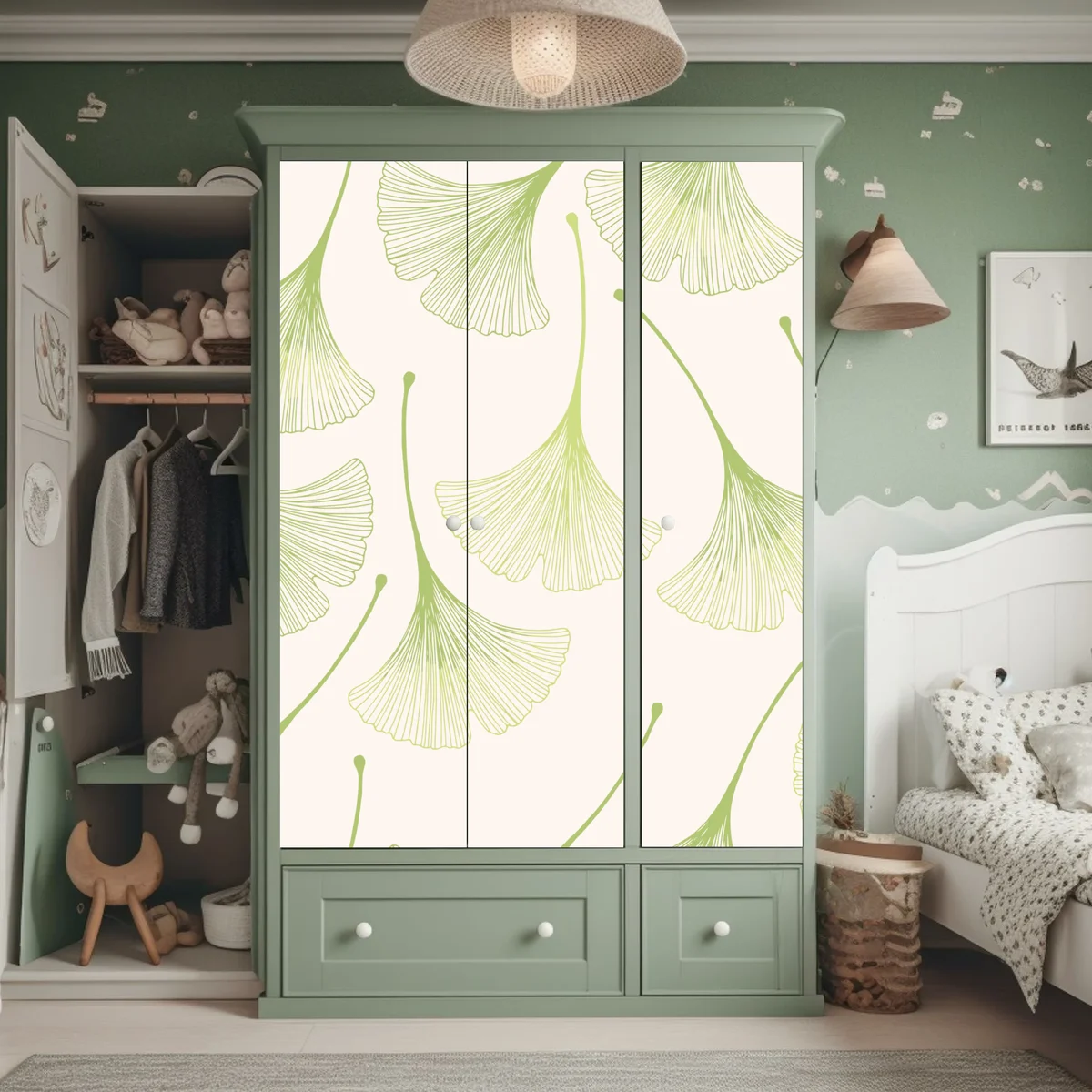 Schrankaufkleber zartes ginkgoblattmuster Schrankaufkleber zartes ginkgoblattmuster