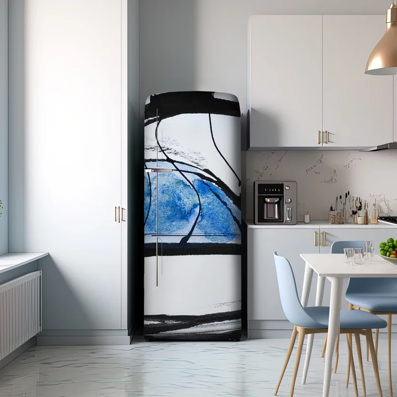 Kühlschrankaufkleber blaue abstrakte tusche- und aquarellkomposition Kühlschrankaufkleber blaue abstrakte tusche- und aquarellkomposition