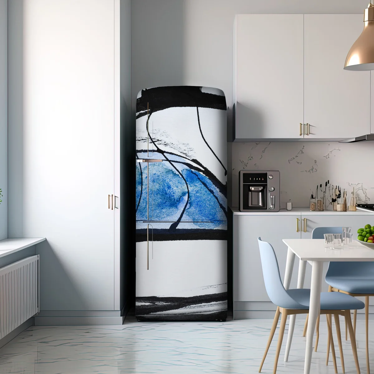 Kühlschrankaufkleber blaue abstrakte tusche- und aquarellkomposition Kühlschrankaufkleber blaue abstrakte tusche- und aquarellkomposition