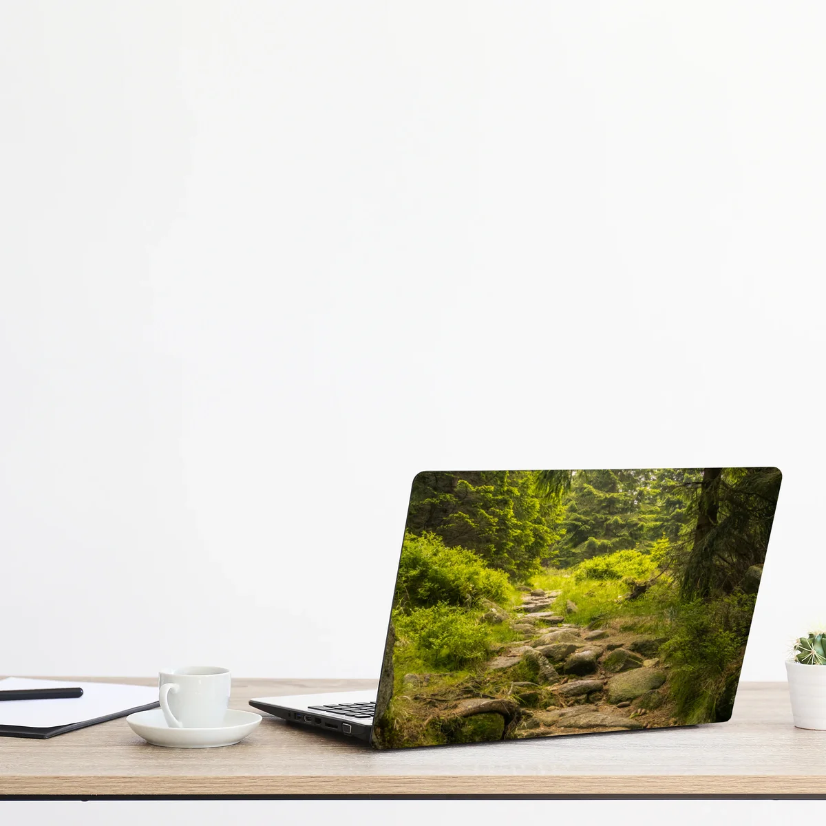 Naklejka na laptopa spokojna leśna ścieżka wśród sosen Naklejka na laptopa spokojna leśna ścieżka wśród sosen