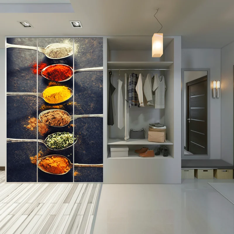 Schrankaufkleber bunte gewürzlöffel anordnung