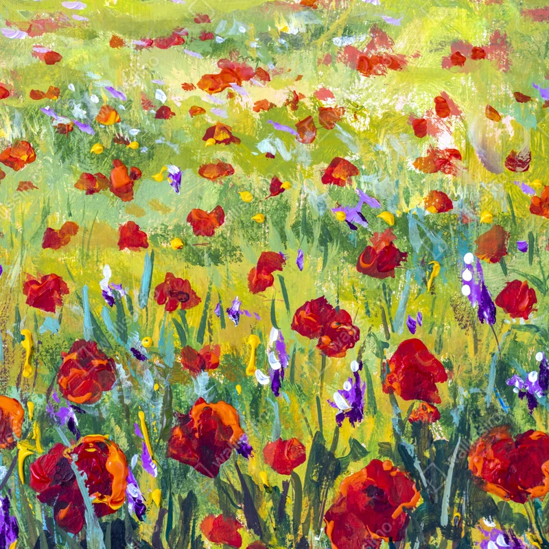 Schrankaufkleber impressionistische mohnwiese Schrankaufkleber impressionistische mohnwiese