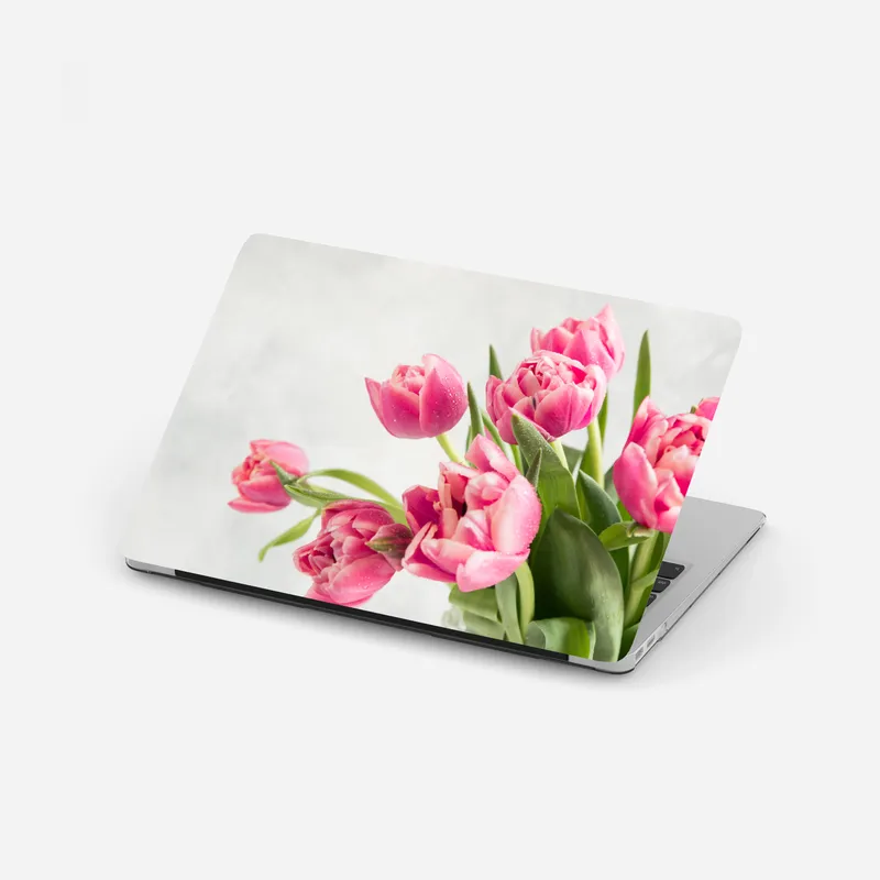 Laptop-Aufkleber eleganter strauß rosa tulpen