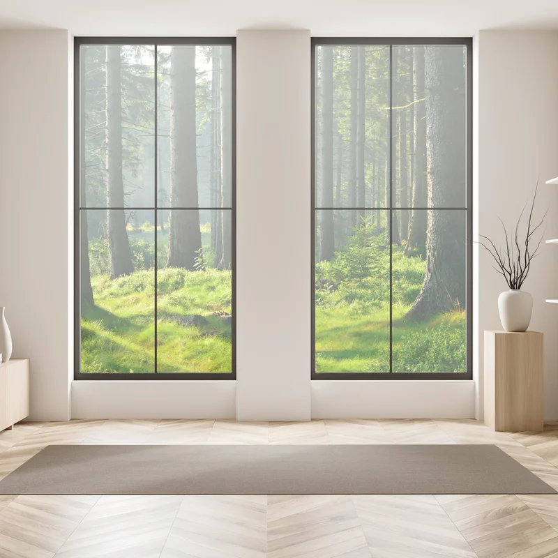 Fensteraufkleber sonnige grüne lichtung im wald