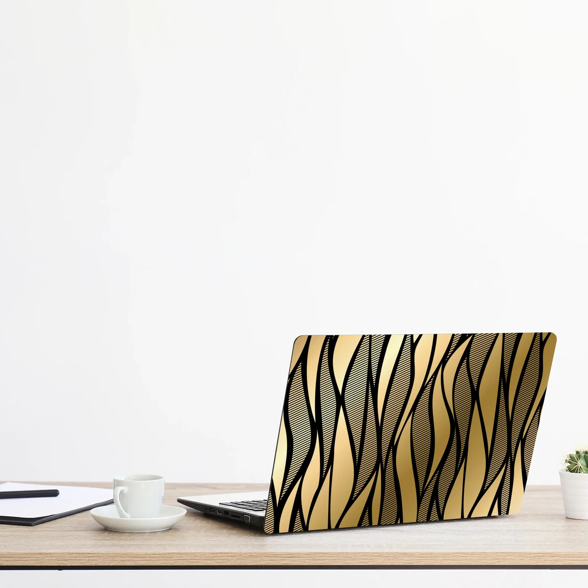 Laptop-Aufkleber luxuriöses goldenes abstraktes wellenmuster Laptop-Aufkleber luxuriöses goldenes abstraktes wellenmuster