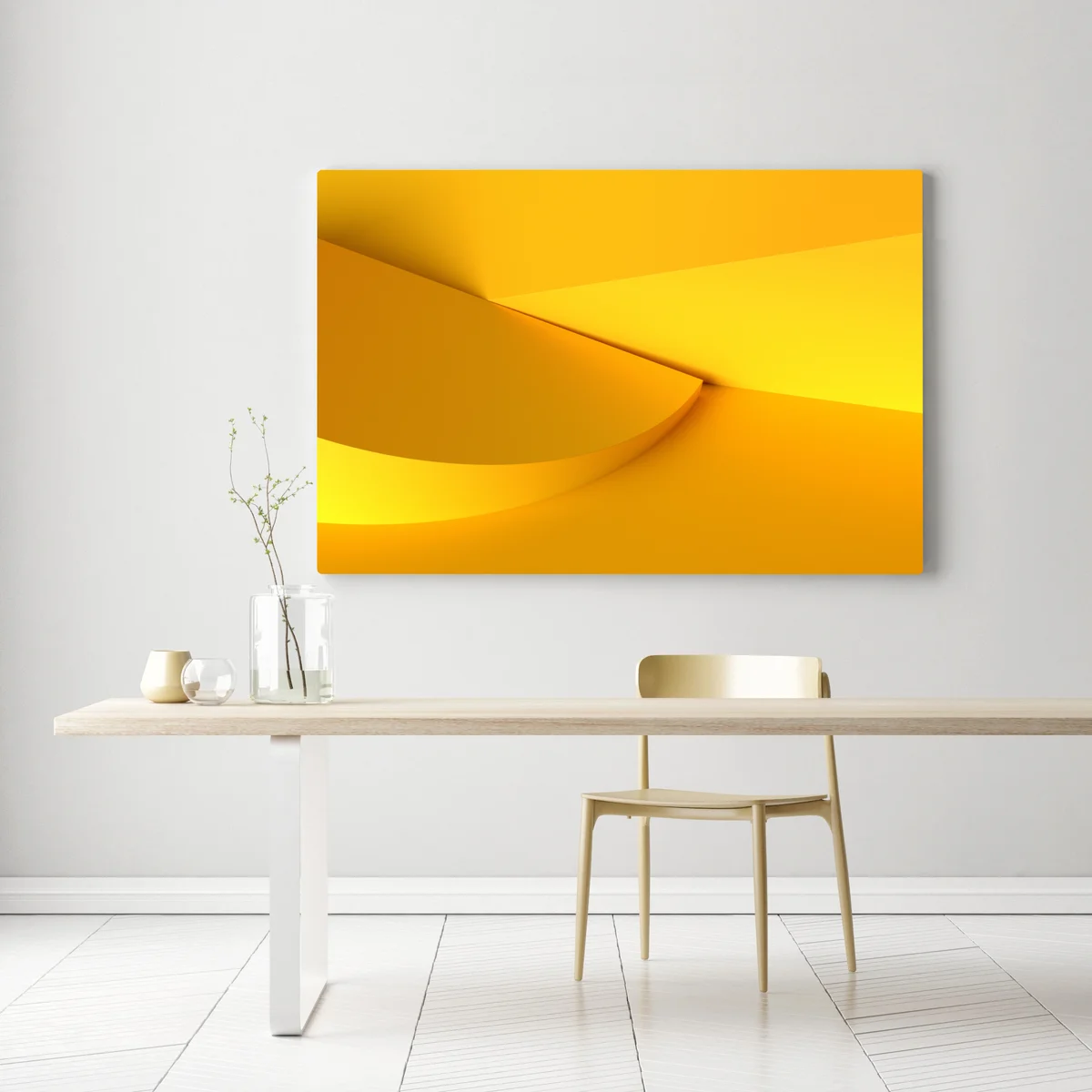 Leinwandbild gelbe geometrische abstraktion 3d Leinwandbild gelbe geometrische abstraktion 3d