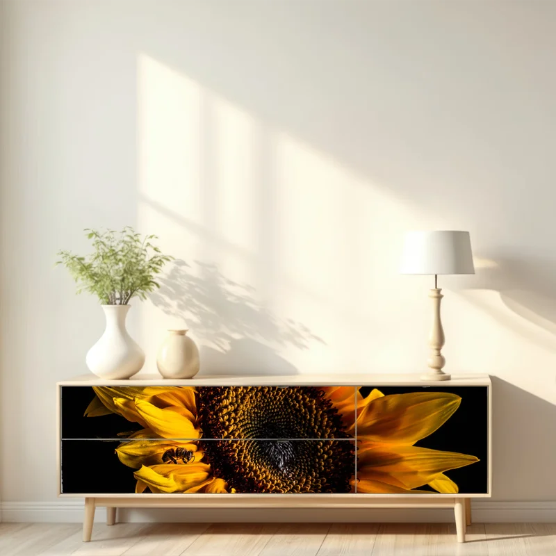 Repositionierbarer Aufkleber goldene sonnenblume in nahaufnahme