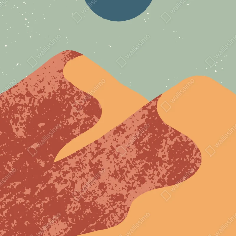 Poster abstrakte wüstenberge mit mond • Poster bei Wallnifity® Poster abstrakte wüstenberge mit mond • Poster bei Wallnifity®