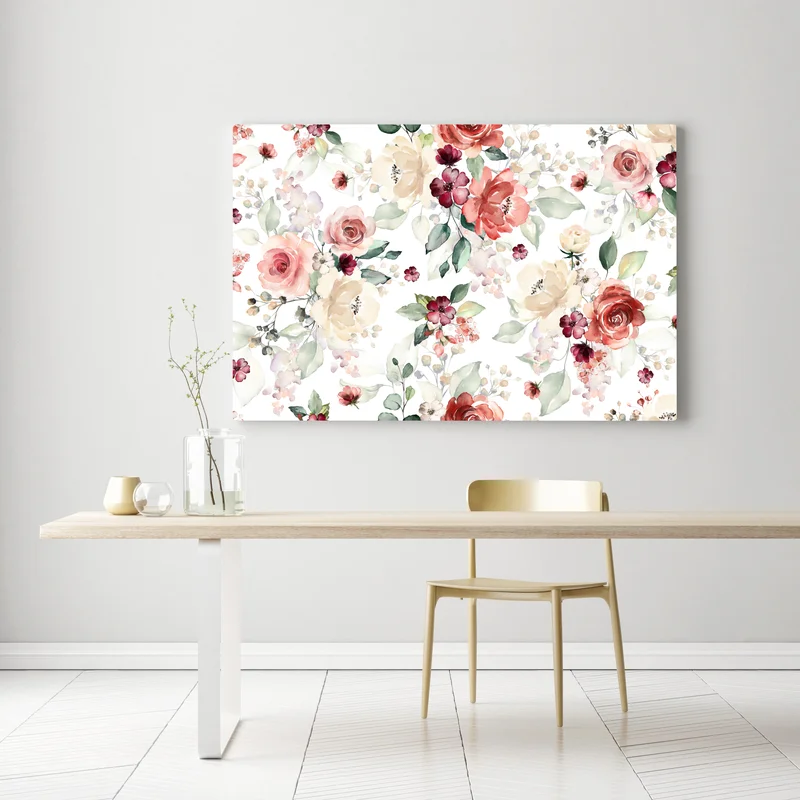 Leinwandbild zartes aquarell rosenmuster Leinwandbild zartes aquarell rosenmuster