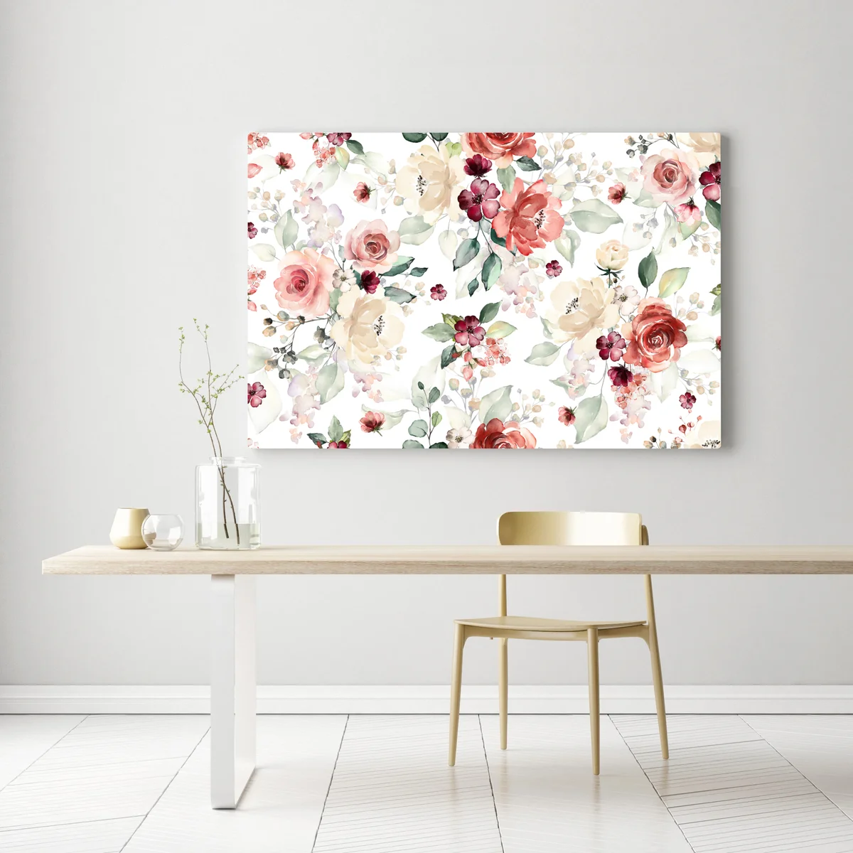 Leinwandbild zartes aquarell rosenmuster Leinwandbild zartes aquarell rosenmuster
