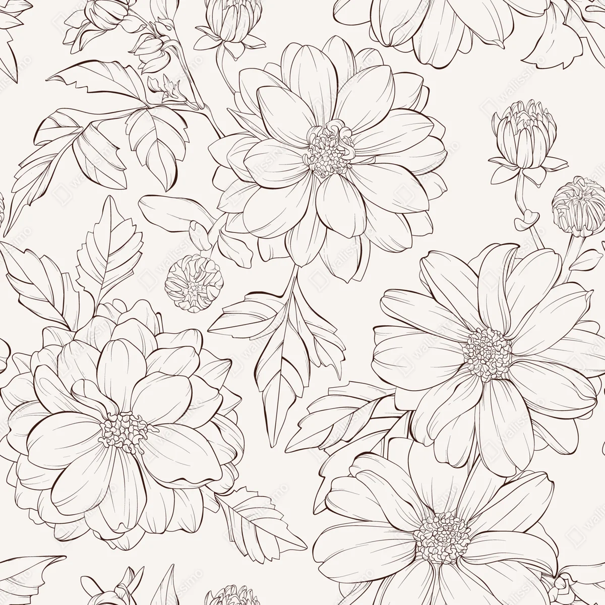 Türaufkleber zartes botanisches blumenmuster Türaufkleber zartes botanisches blumenmuster