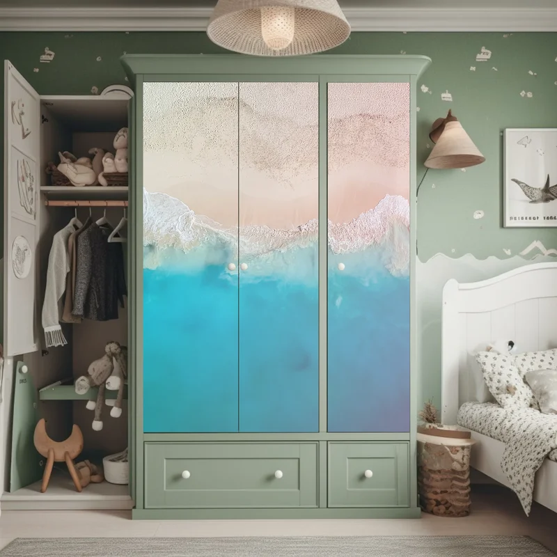 Schrankaufkleber pastell türkis strand aus der luft