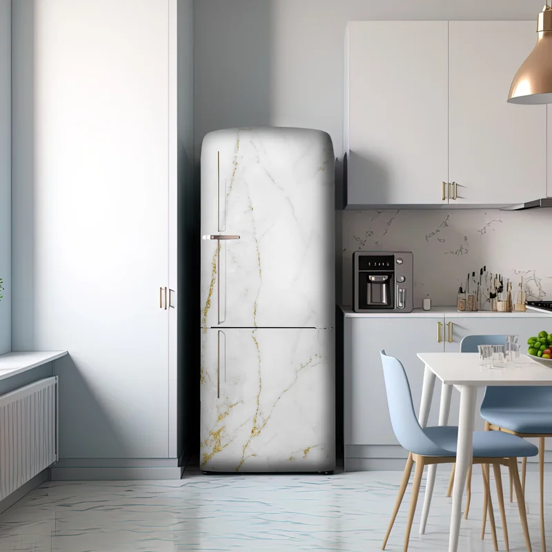 Kühlschrankaufkleber weißer marmor mit goldenen adern