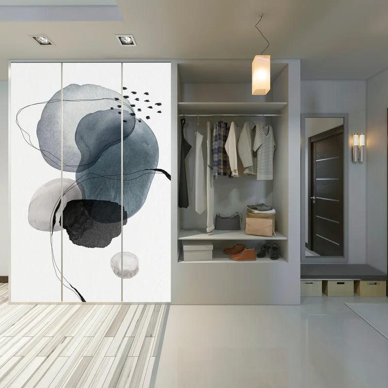 Schrankaufkleber ruhige blaue aquarellkugeln