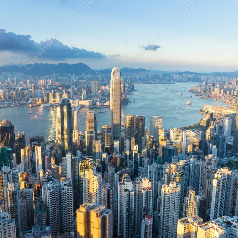 Leinwandbild panorama von Hongkong bei sonnenuntergang Leinwandbild panorama von Hongkong bei sonnenuntergang