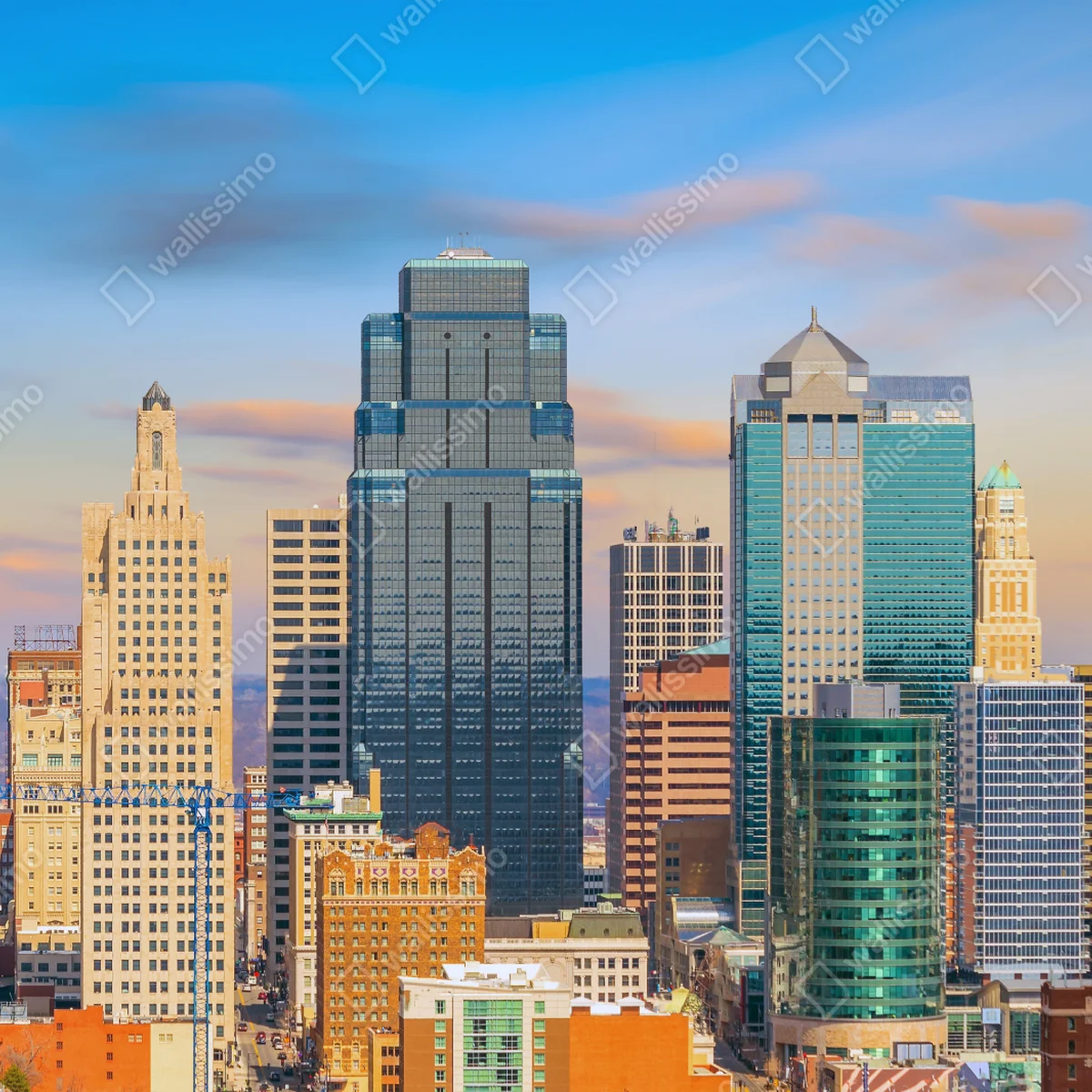 Leinwandbild Kansas City skyline bei sonnenuntergang Leinwandbild Kansas City skyline bei sonnenuntergang