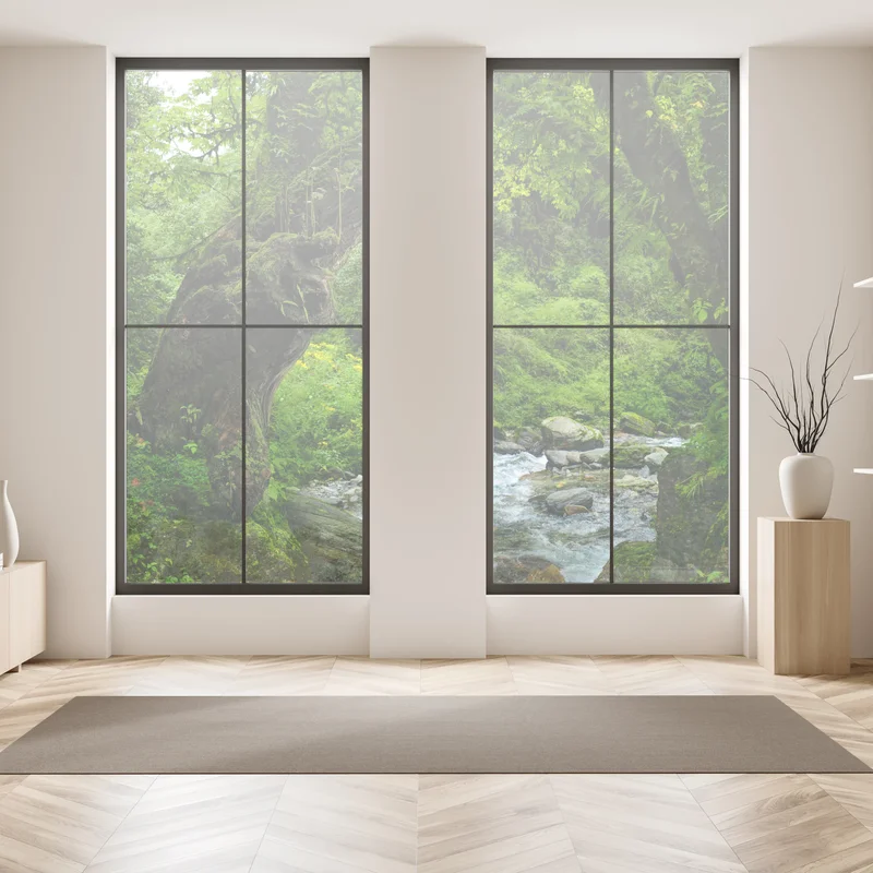 Fensteraufkleber moosiger waldbach panorama