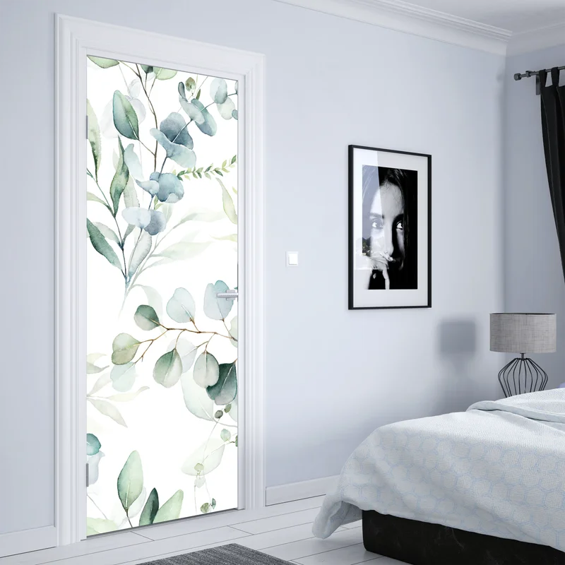 Türaufkleber aquarell eukalyptus blättermuster Türaufkleber aquarell eukalyptus blättermuster