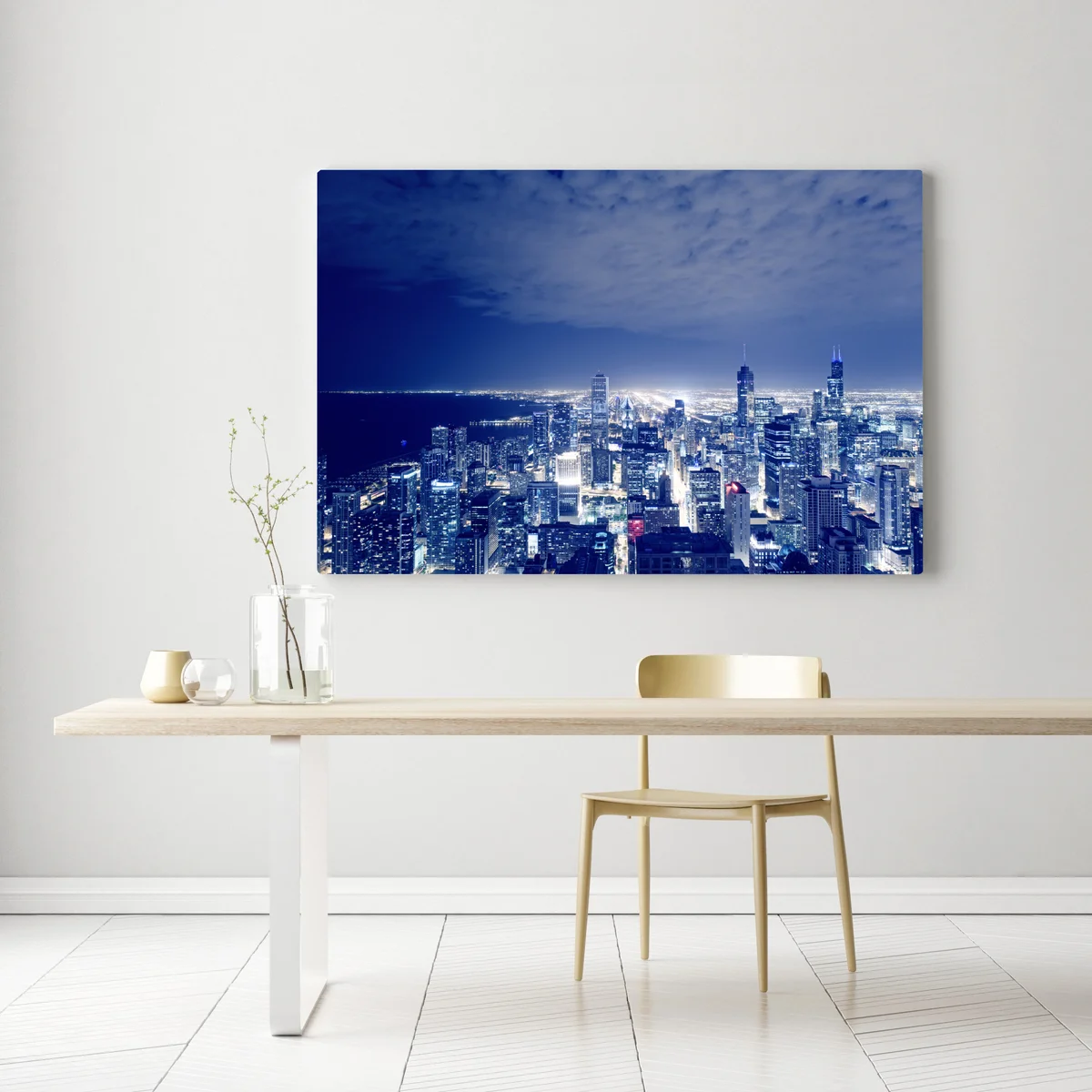 Leinwandbild Chicago nächtliche skyline panorama Leinwandbild Chicago nächtliche skyline panorama