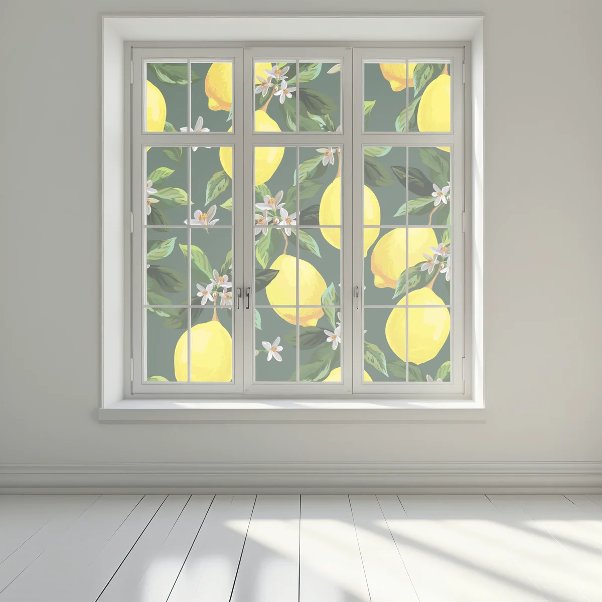 Fensteraufkleber botanisches zitronenmuster Fensteraufkleber botanisches zitronenmuster