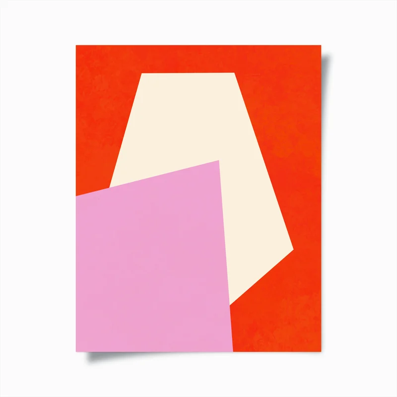 Poster kühne geometrische komposition in orange und rosa • Poster bei Wallnifity® Poster kühne geometrische komposition in orange und rosa • Poster bei Wallnifity®