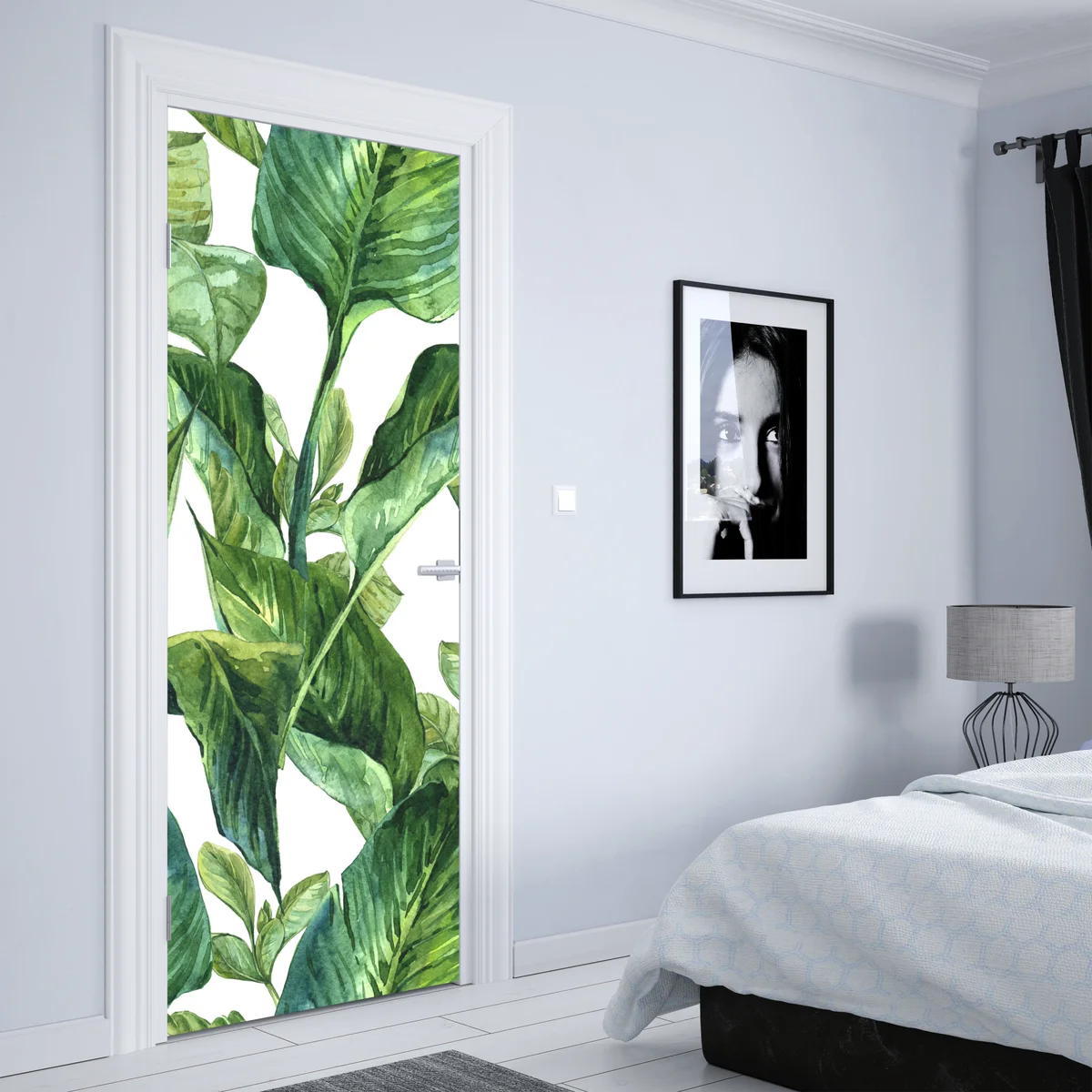 Türaufkleber üppiges aquarellmuster tropischer blätter Türaufkleber üppiges aquarellmuster tropischer blätter