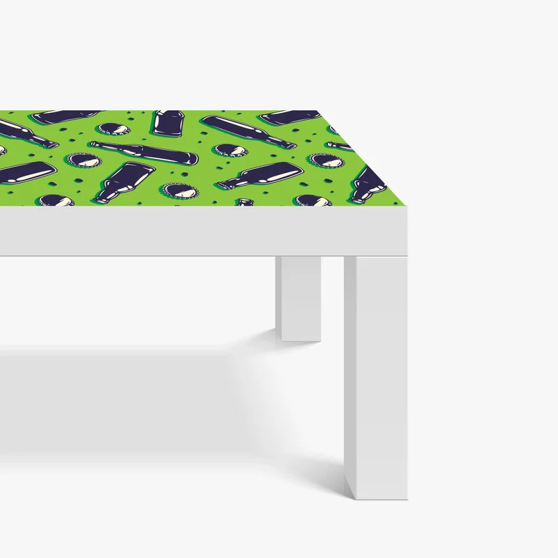 Tischaufkleber und Schreibtischaufkleber grünes pop-art-muster mit bierflaschen und kronkorken