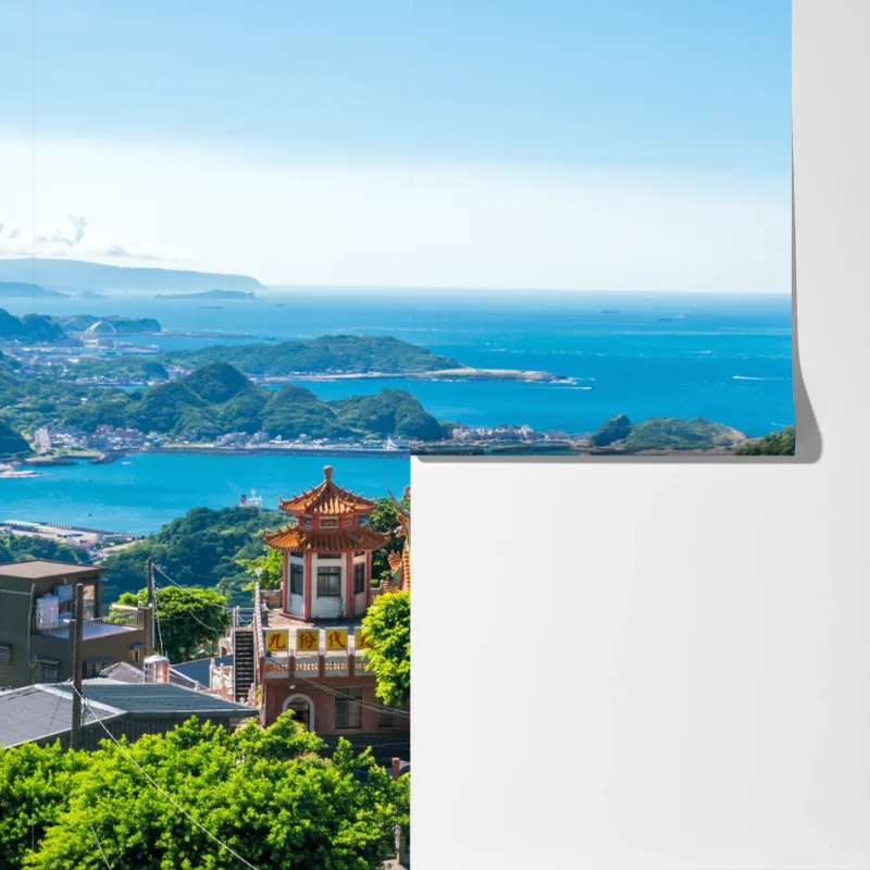 Fototapete tempel mit blick auf die küste von Jiufen, Taiwan Fototapete tempel mit blick auf die küste von Jiufen, Taiwan