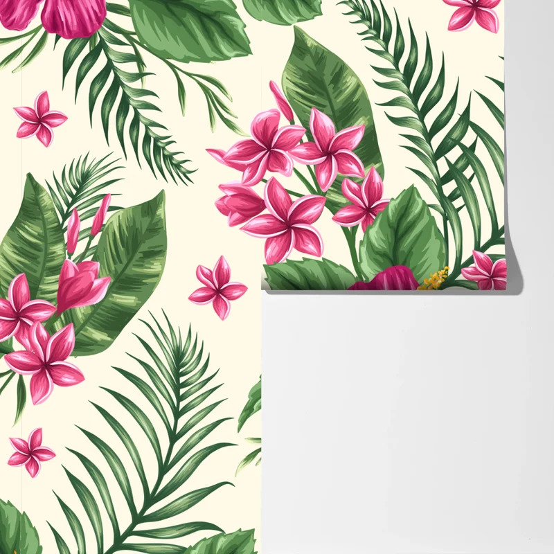 Fototapete tropisches muster mit rosa hibiskus Fototapete tropisches muster mit rosa hibiskus