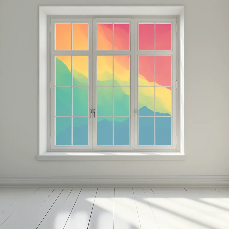 Fensteraufkleber kräftiger geschichteter bergverlauf Fensteraufkleber kräftiger geschichteter bergverlauf