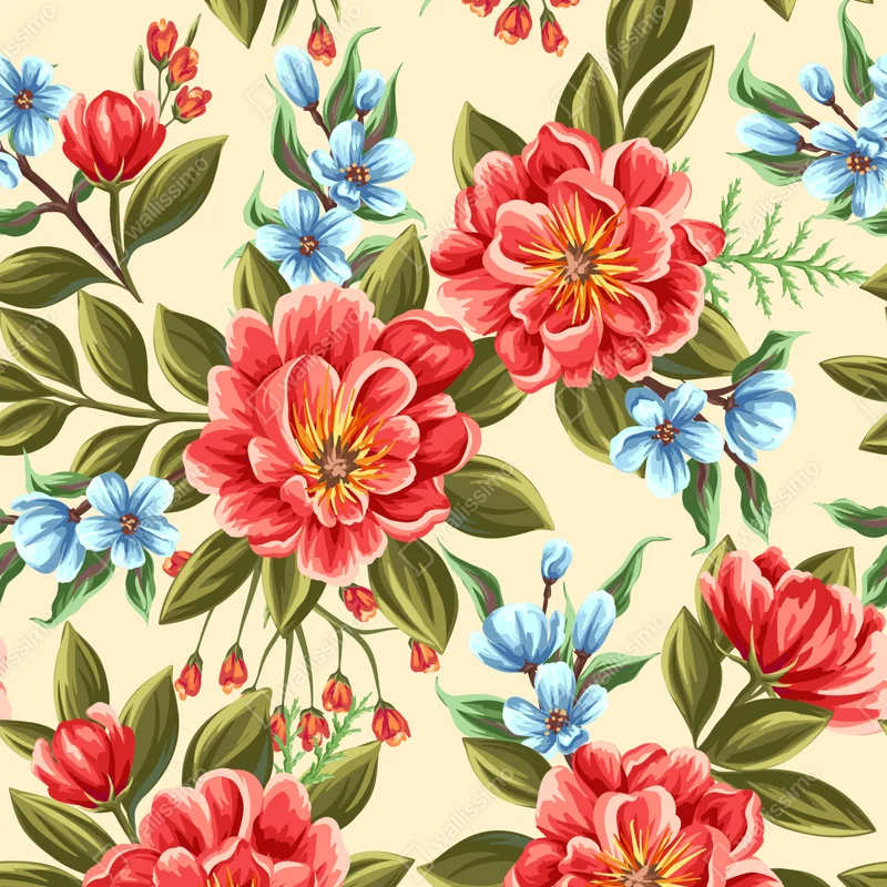 Leinwandbild lebhaftes aquarell blumenmuster • Leinwandbilder bei Wallnifity® Leinwandbild lebhaftes aquarell blumenmuster • Leinwandbilder bei Wallnifity®