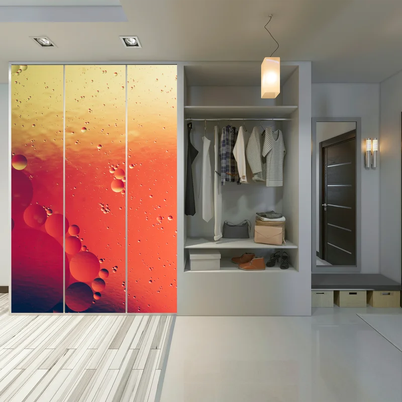 Schrankaufkleber warme orange abstraktion mit blasen