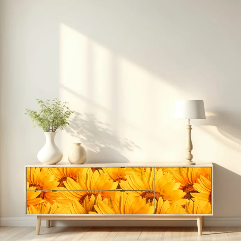Repositionierbarer Aufkleber goldenes sonnenblumenfeld