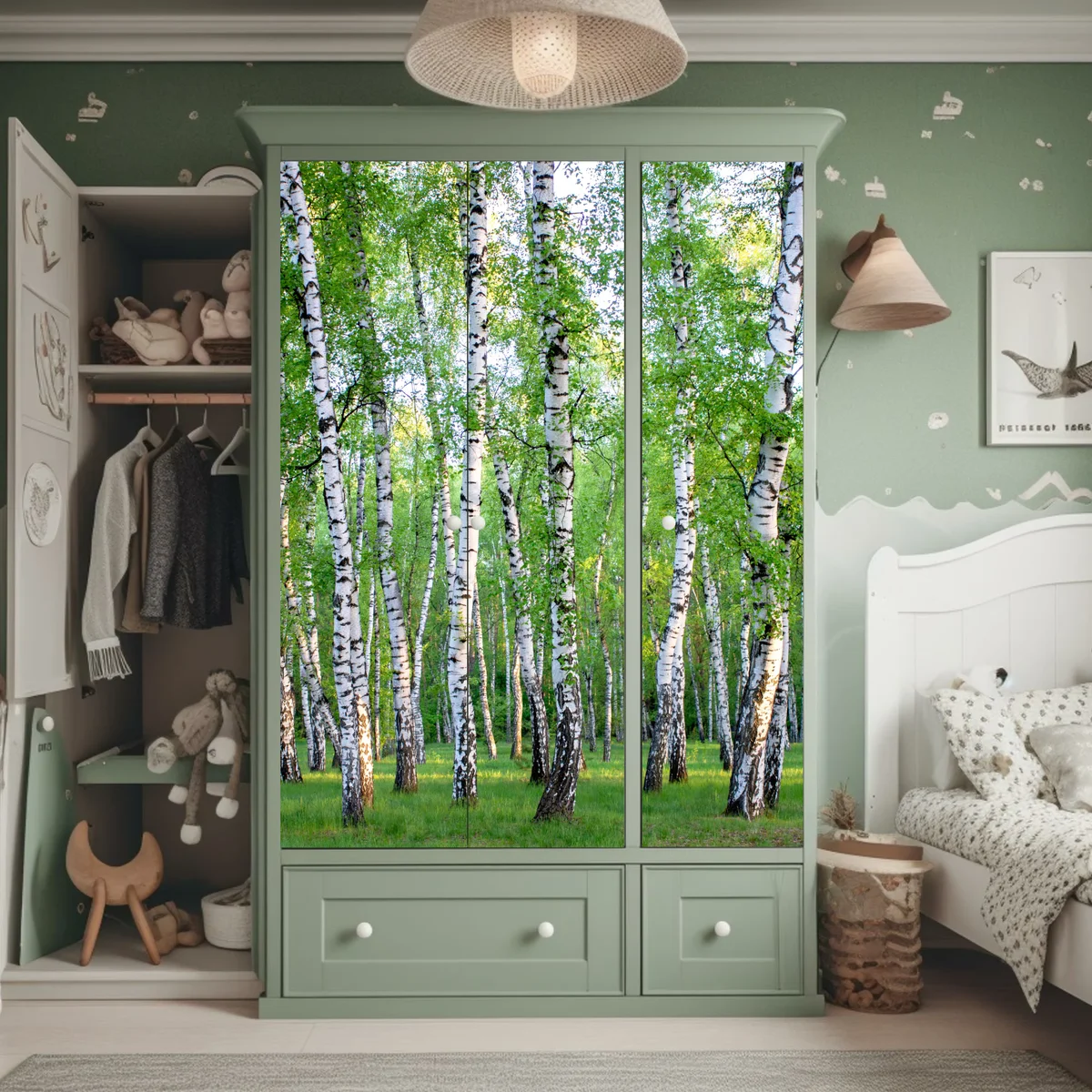 Schrankaufkleber ruhiger birkenhain im sommer Schrankaufkleber ruhiger birkenhain im sommer