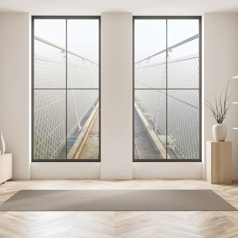 Fensteraufkleber neblige hängebrücke die in den nebel führt