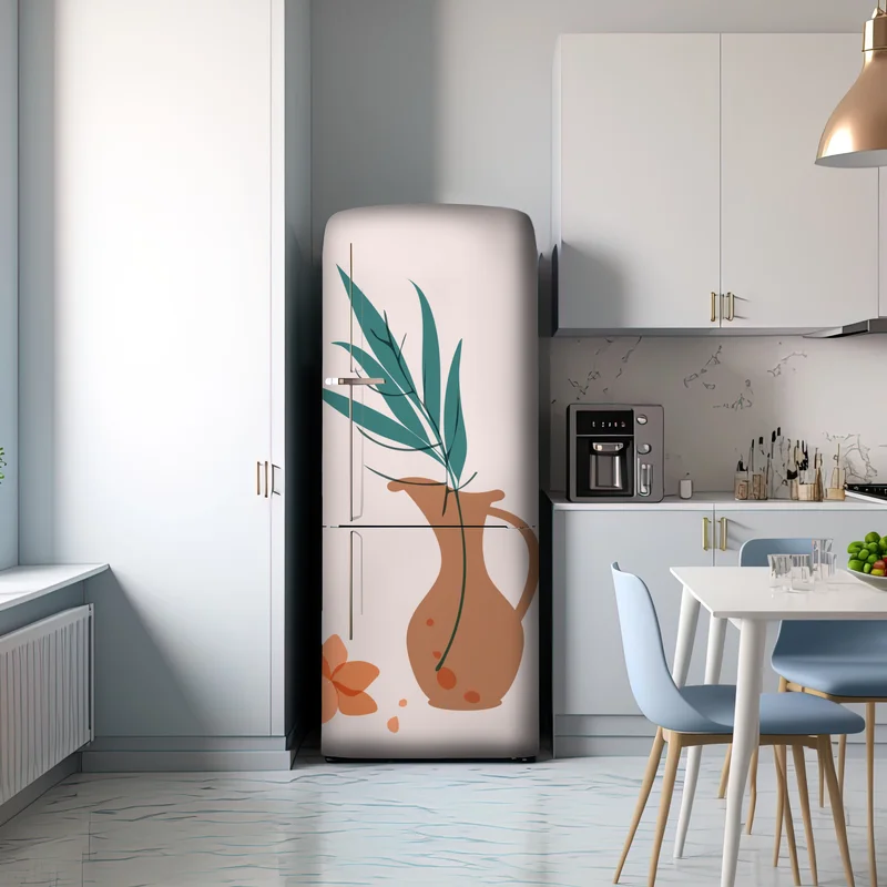 Kühlschrankaufkleber pastell botanische vase mit blättern