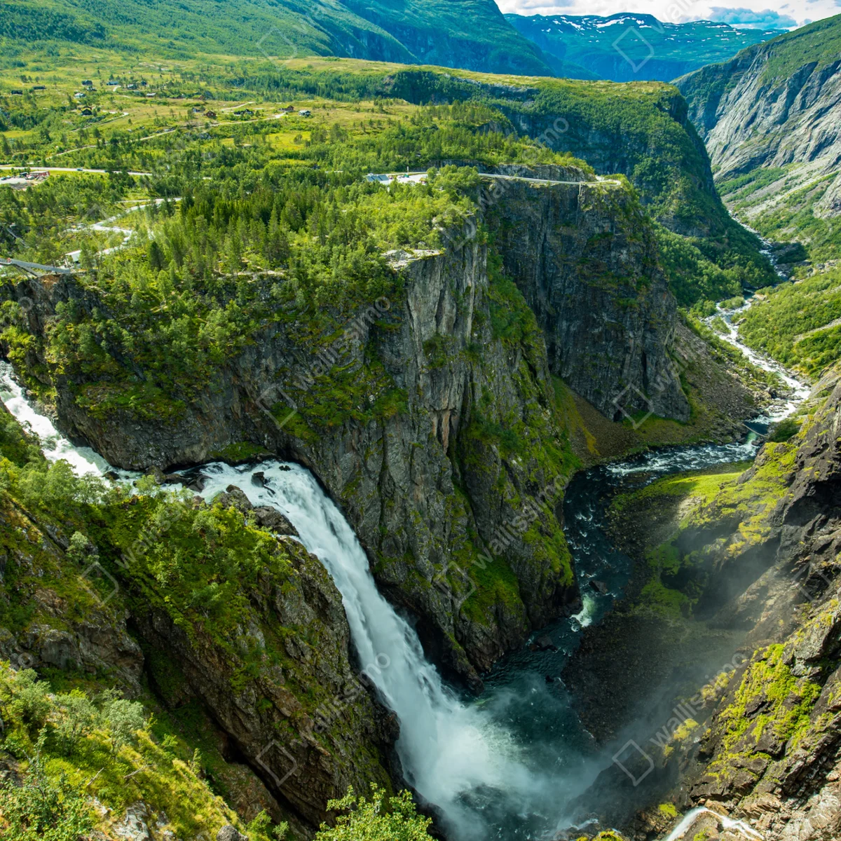 Poster Vøringsfossen wasserfall panorama, Norwegen • Poster bei Wallnifity® Poster Vøringsfossen wasserfall panorama, Norwegen • Poster bei Wallnifity®