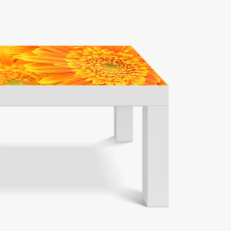 Tischaufkleber und Schreibtischaufkleber leuchtende orange gerbera in makro