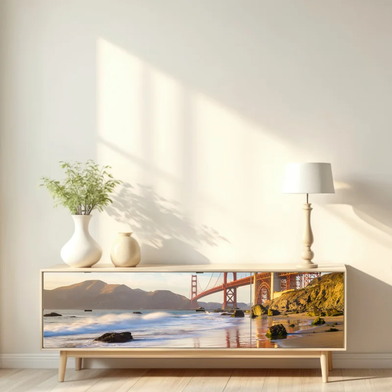 Repositionierbarer Aufkleber Golden Gate Bridge bei sonnenuntergang