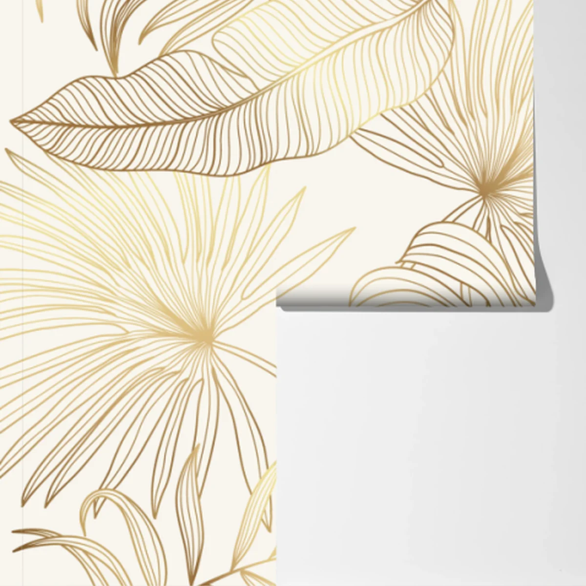 Fototapete goldene tropische blätter auf beigem hintergrund Fototapete goldene tropische blätter auf beigem hintergrund
